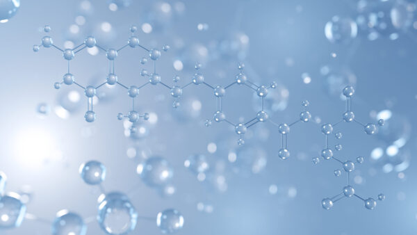 levomefolic acid molecular structure 3d, form of folate, structural chemical formula view from a microscope